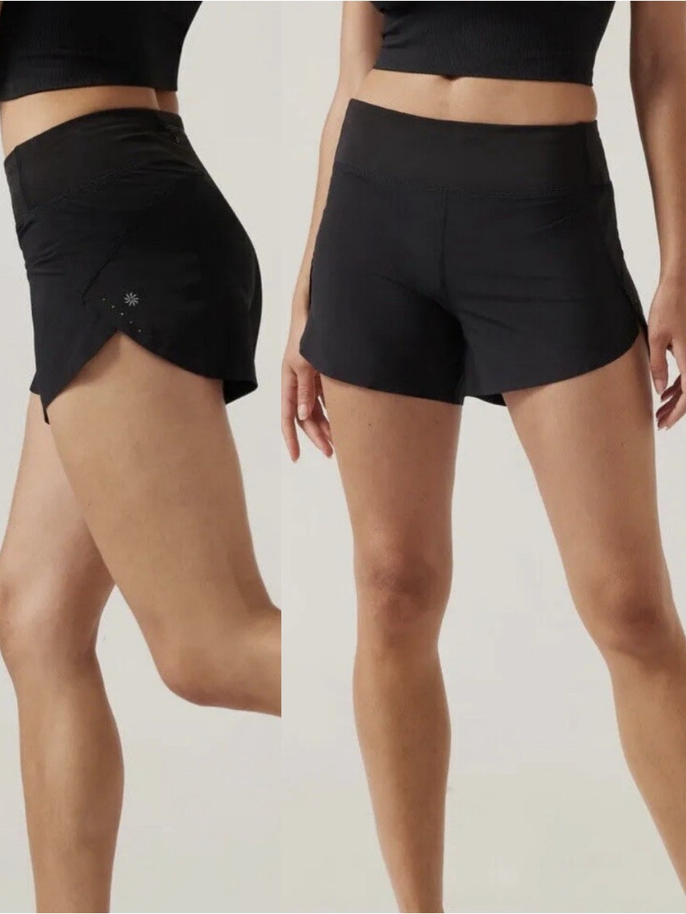 Athleta Black High-Rise Athletic Shorts with Split Hem